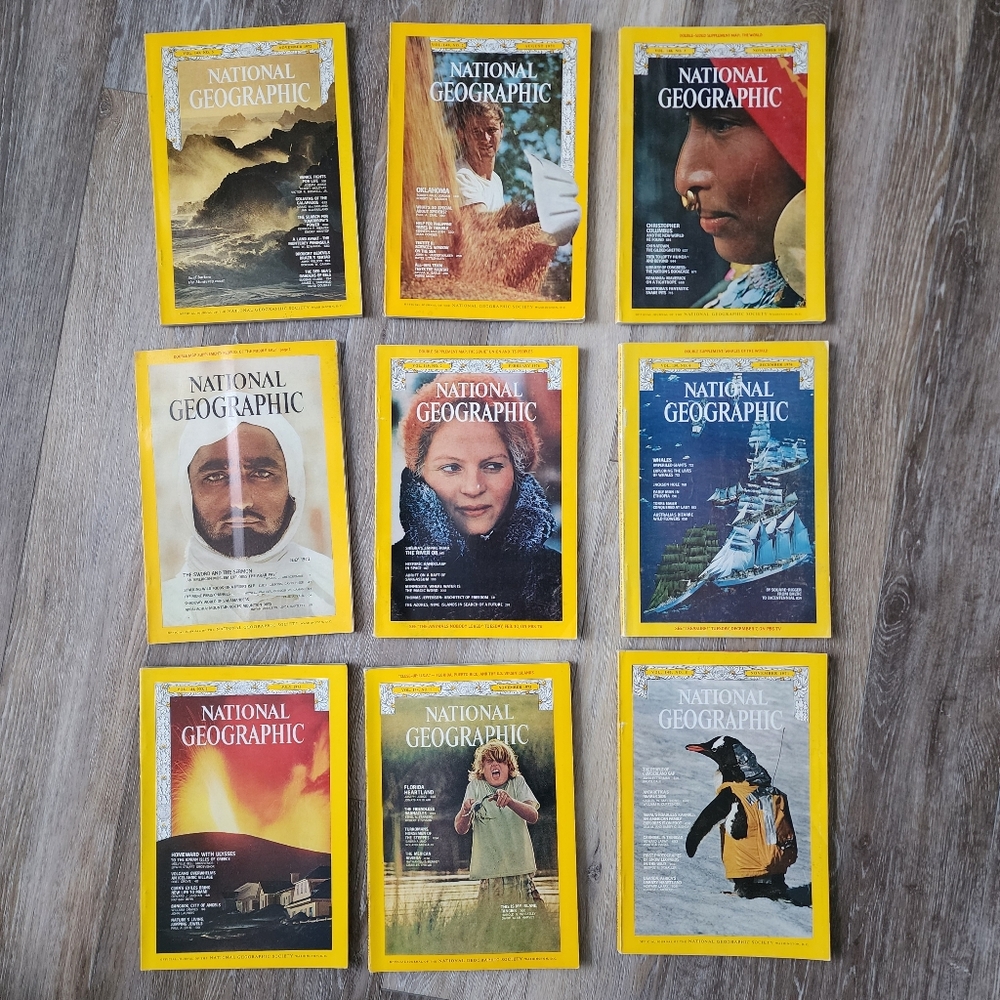 1971‎ 1972 1976 National Geographic Magazines Lot 70s 9 Issues Educational 1970s
